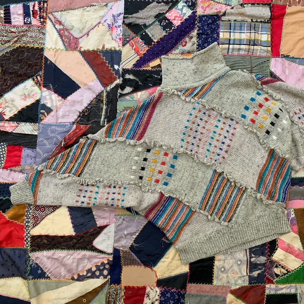 Vintage 80s Multi-Color Pattern Turtleneck - Picture 1 of 8